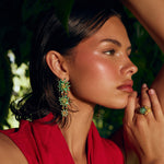 Anemone Lumière Column Earrings - Green