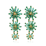 Anemone Lumière Column Earrings - Green
